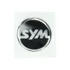 sticker sym logo rond zwart/chroom