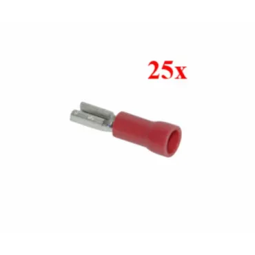 kabelstekker plat vrouw 2.80mm rood 25pcs