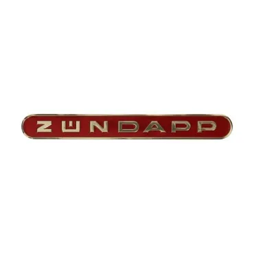 sticker woord [zundapp] langwerpig rood/chroom