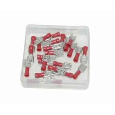 kabelstekker plat vrouw 6.3mm rood 25pcs