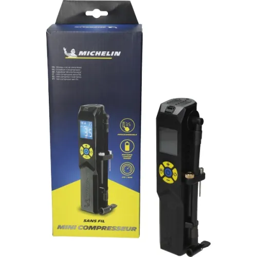 luchtcompressor michelin mini USB oplaadbaar - tot 10 bar zwart