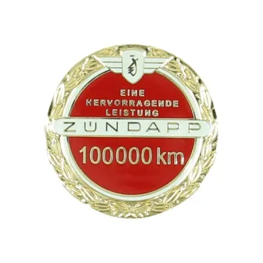 sticker logo 100.000 km Jubileum incl. speldje rood past op zundapp