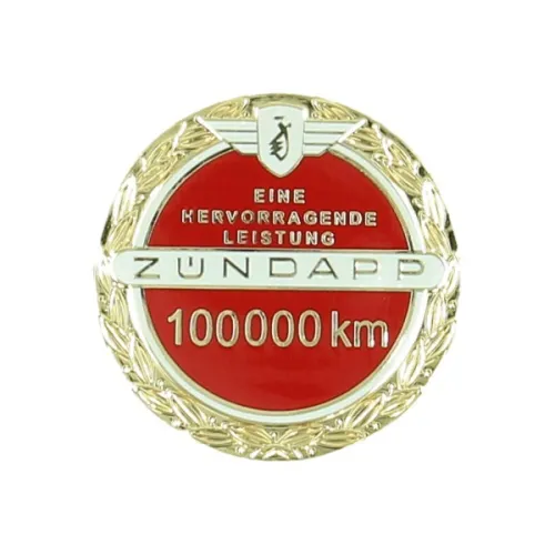 sticker logo 100.000 km Jubileum incl. speldje rood past op zundapp