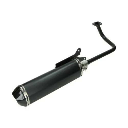 uitlaat ovaal (made in EU) (model akrapovic) zwart/zwart past op BTC Felice, BTC Riva, china lx/napoli, gts toscana, sco gy6, vx