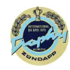 sticker rond Trophy 1975 goud/blauw/zwart