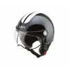 helm lem demi-jet coolmax glossy roger XS 53/54 zwart/wit