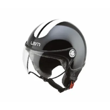 helm lem demi-jet coolmax glossy roger XS 53/54 zwart/wit