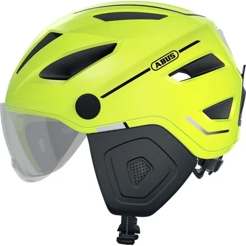 helm abus pedelec/snorfiets 2.0 met vizier led NTA-8776 keur urban S-M 52/57 signal yellow