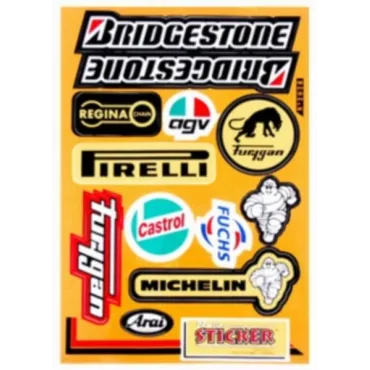 stickerset falko sponsor agv/arai/bridgestone/castrol/pirelli/regina 12-delig past op univ 982028