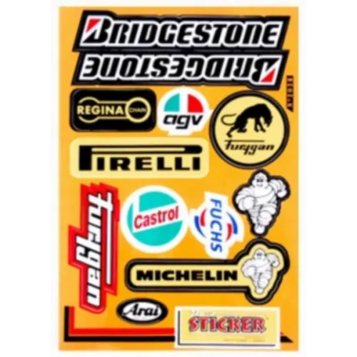 stickerset falko sponsor agv/arai/bridgestone/castrol/pirelli/regina 12-delig past op univ 982028