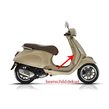 beenschild Piaggio origineel deksel matt beige 516/A past op primavera 67361800q9