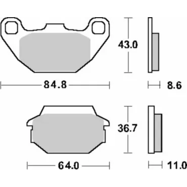 remblokset sbs achter past op agility 16inch, kxr 250cc, people, super-8, super-9, tgb 154hf