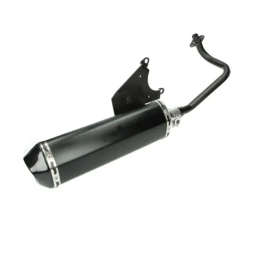 uitlaat cpl ovaal (made in EU) E2 (model akrapovic) zwart/zwart past op lx 4t-2v, primavera 4t-2v, sprint 4t-2v