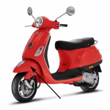 voorspatbord Piaggio origineel rood dragon 894 past op vespa lx 66652800r7