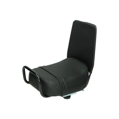 duo-seat + rugsteun (made in EU) zwart past op agm Goccia, bromfiets vespa, univ