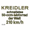 sticker snellstes 50-ccm-motorrad der welt 210 km/h goud past op kreidler