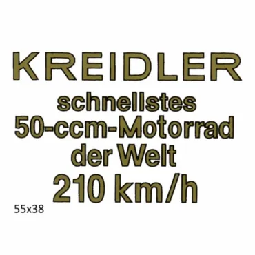 sticker snellstes 50-ccm-motorrad der welt 210 km/h goud past op kreidler